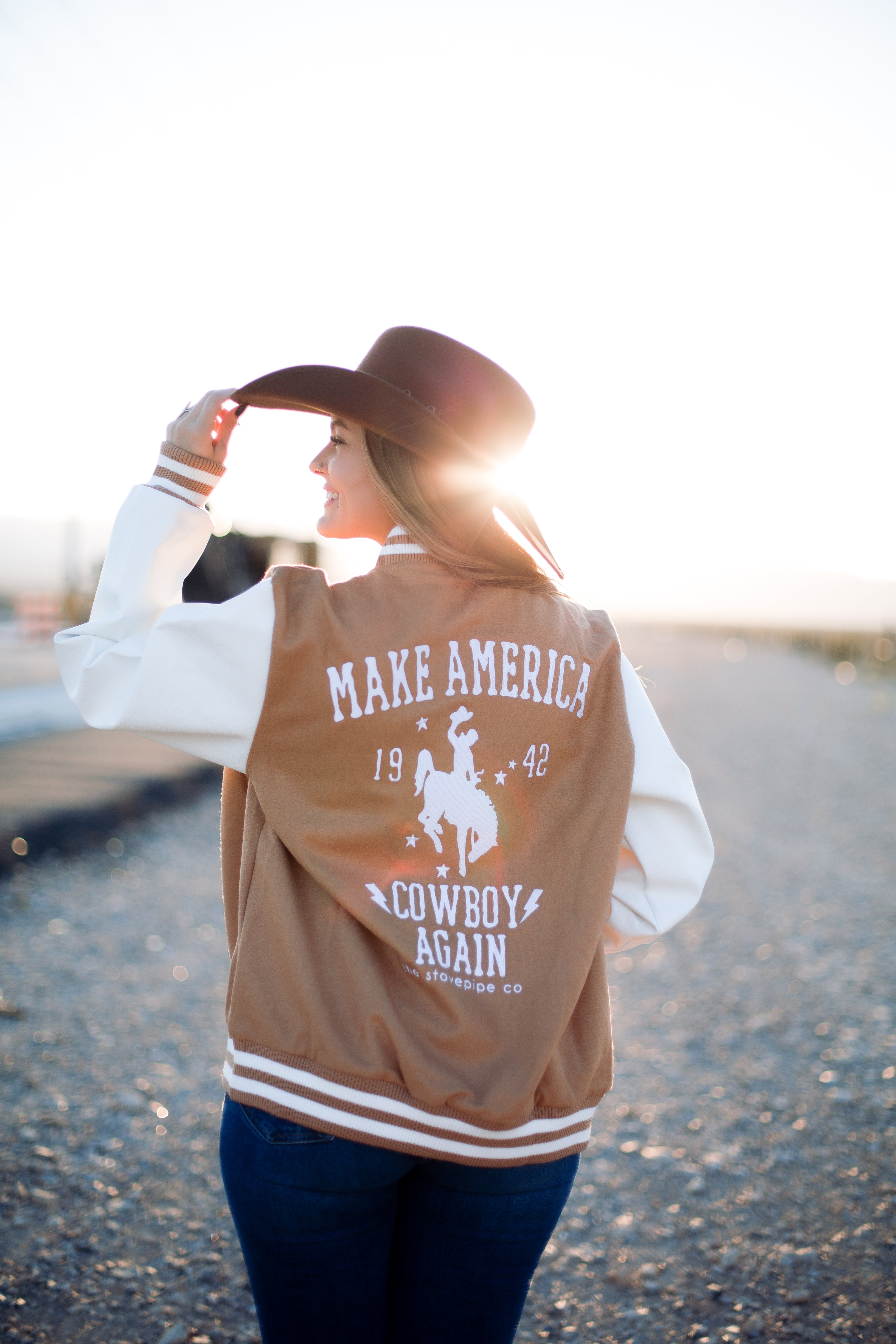 Women’s Cowboy hats Kids lettermen jackets Girls Western Cowboy Suede Hat - Americana – Camelia Mexican  main image 2