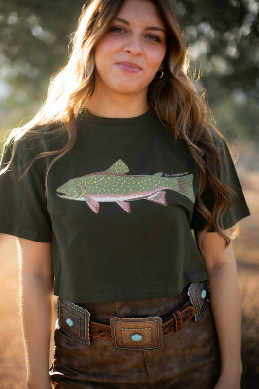 SMALL ONLY - Green Trout Cropped Tee