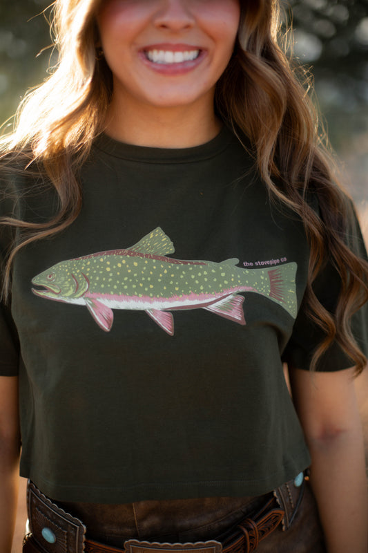 SMALL ONLY - Green Trout Cropped Tee