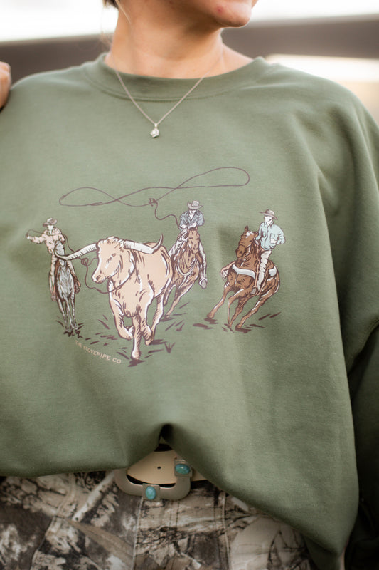 2XL ONLY - Roping Green Crewneck