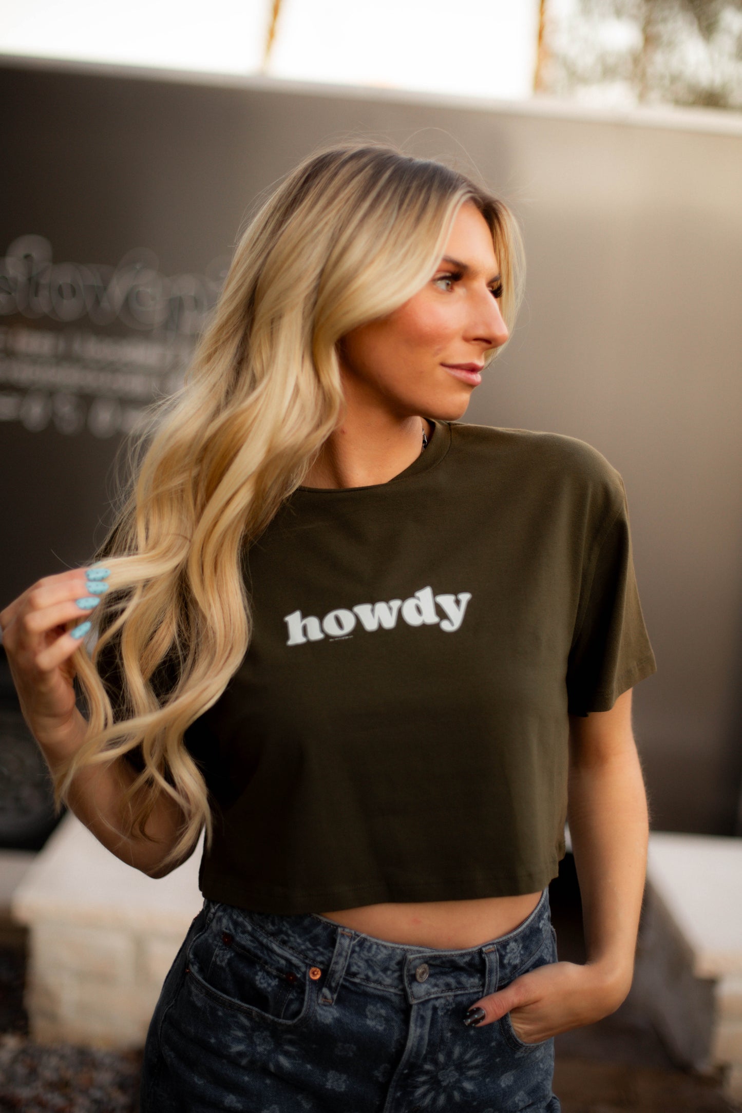 MEDIUM ONLY - Howdy Green Cropped Tee