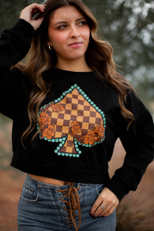 LARGE ONLY - Spade Crop Hoodie