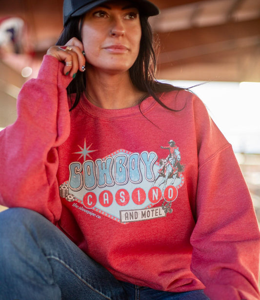Cowboy Casino Red Crewneck