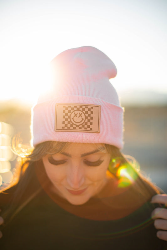 Pink Smiley Beanie