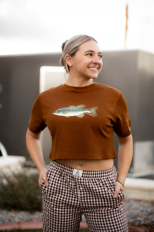 Tan Bass Knit Cropped Tee