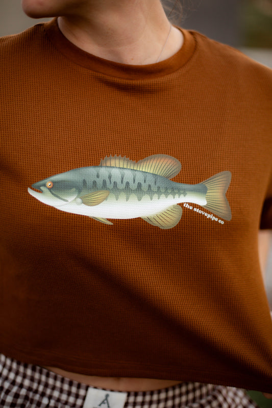 Tan Bass Knit Cropped Tee