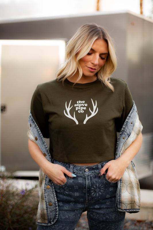 Stovepipe Waffle Knit Crop