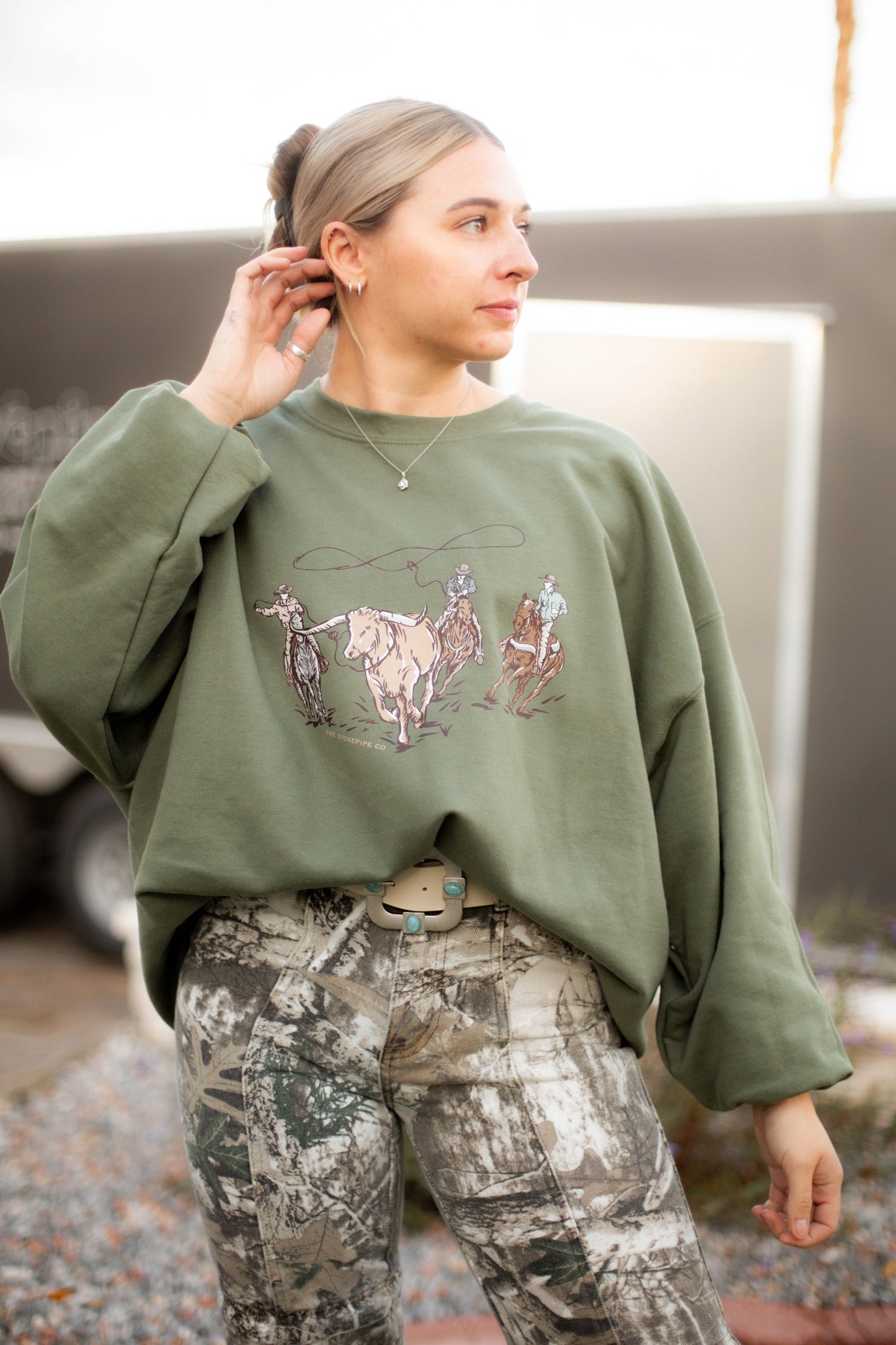 2XL ONLY - Roping Green Crewneck