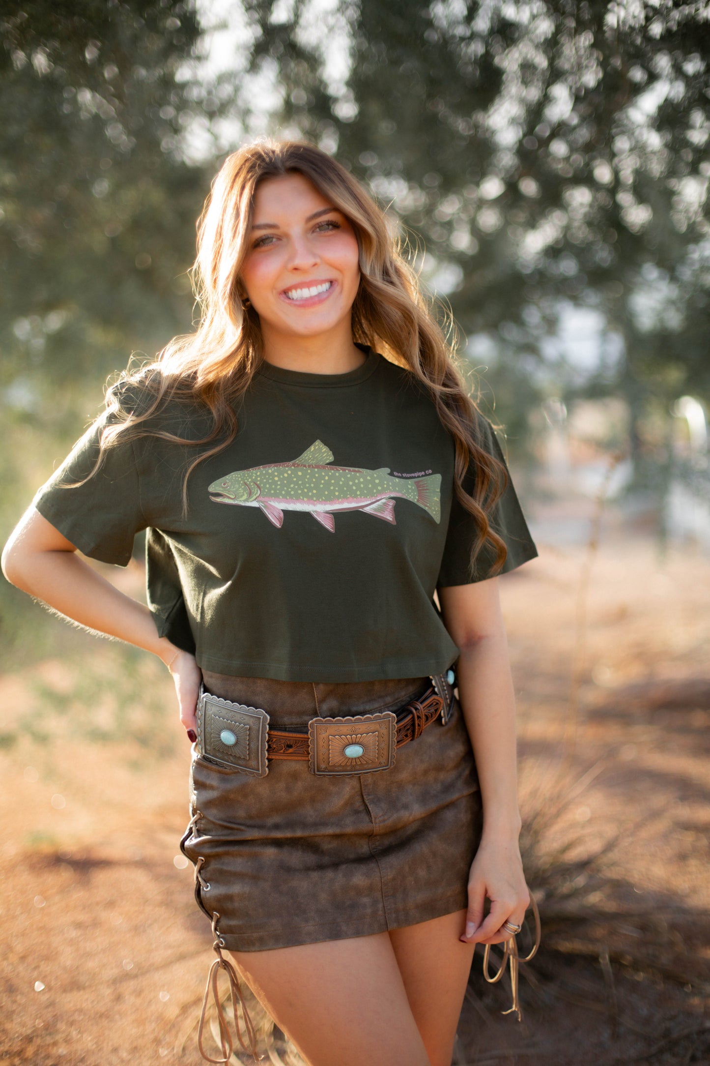 SMALL ONLY - Green Trout Cropped Tee