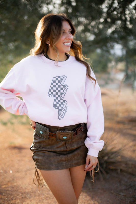 Pink Lightning Bolt Crewneck