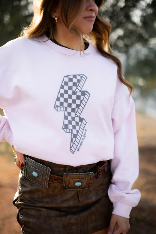 Pink Lightning Bolt Crewneck