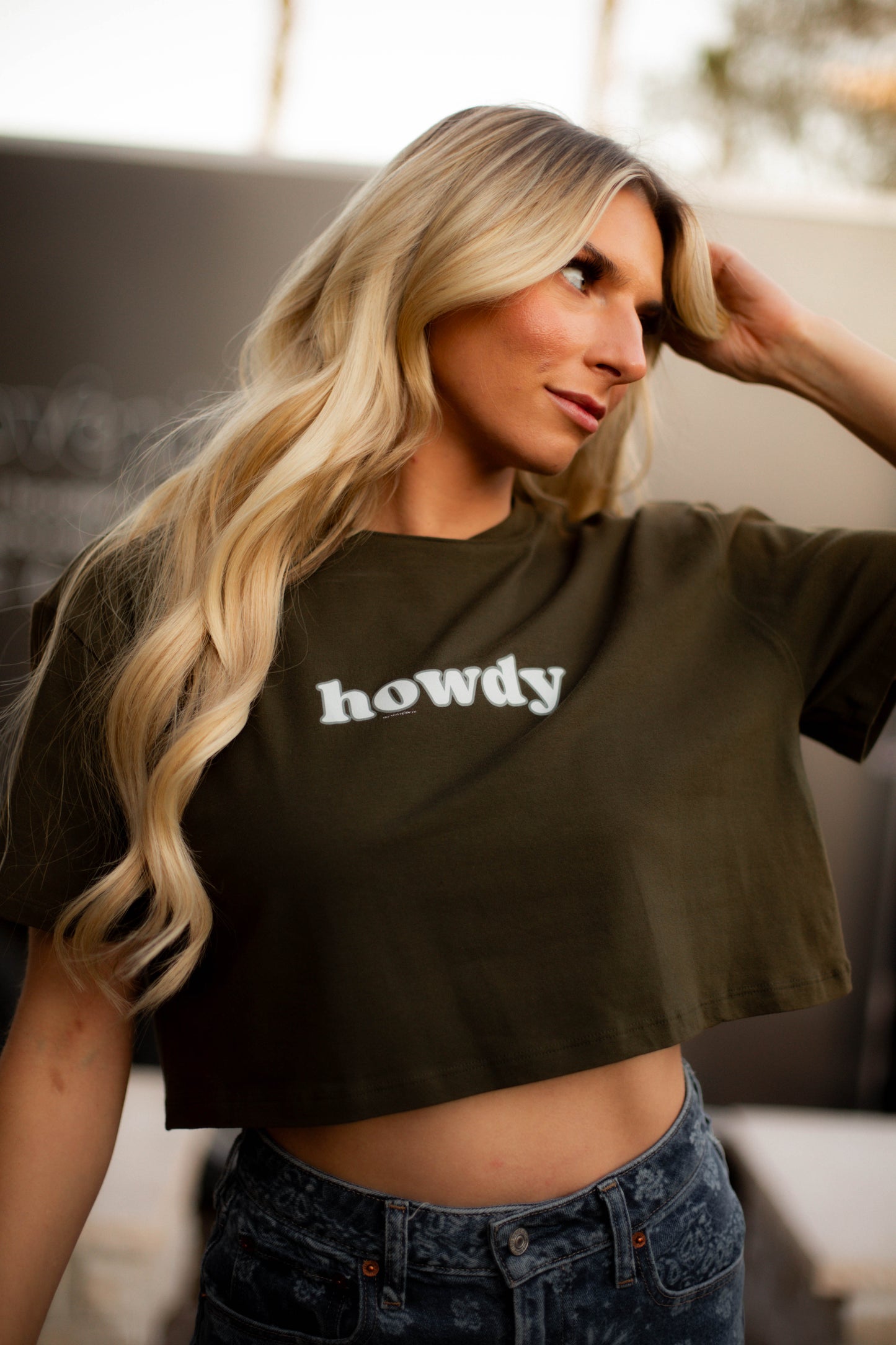 MEDIUM ONLY - Howdy Green Cropped Tee