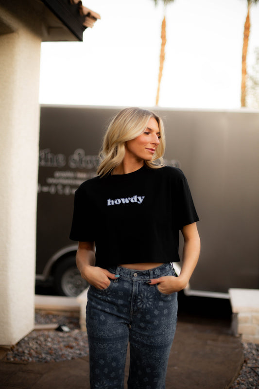 Howdy Black Cropped Tee