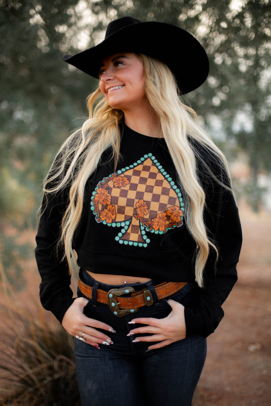 LARGE ONLY - Spade Crop Hoodie