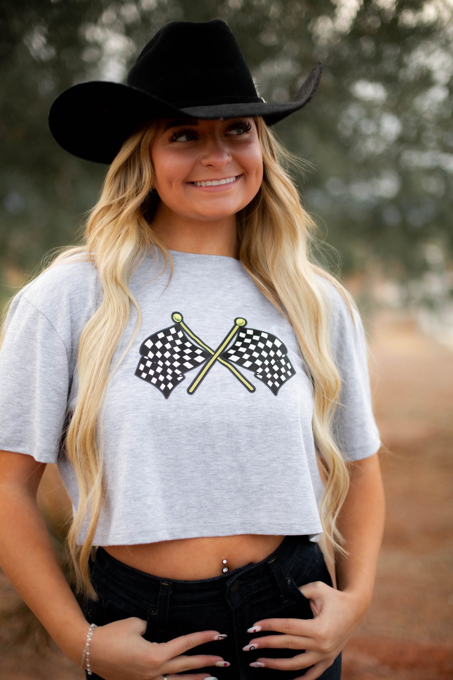 Moto Flag Crop Tee