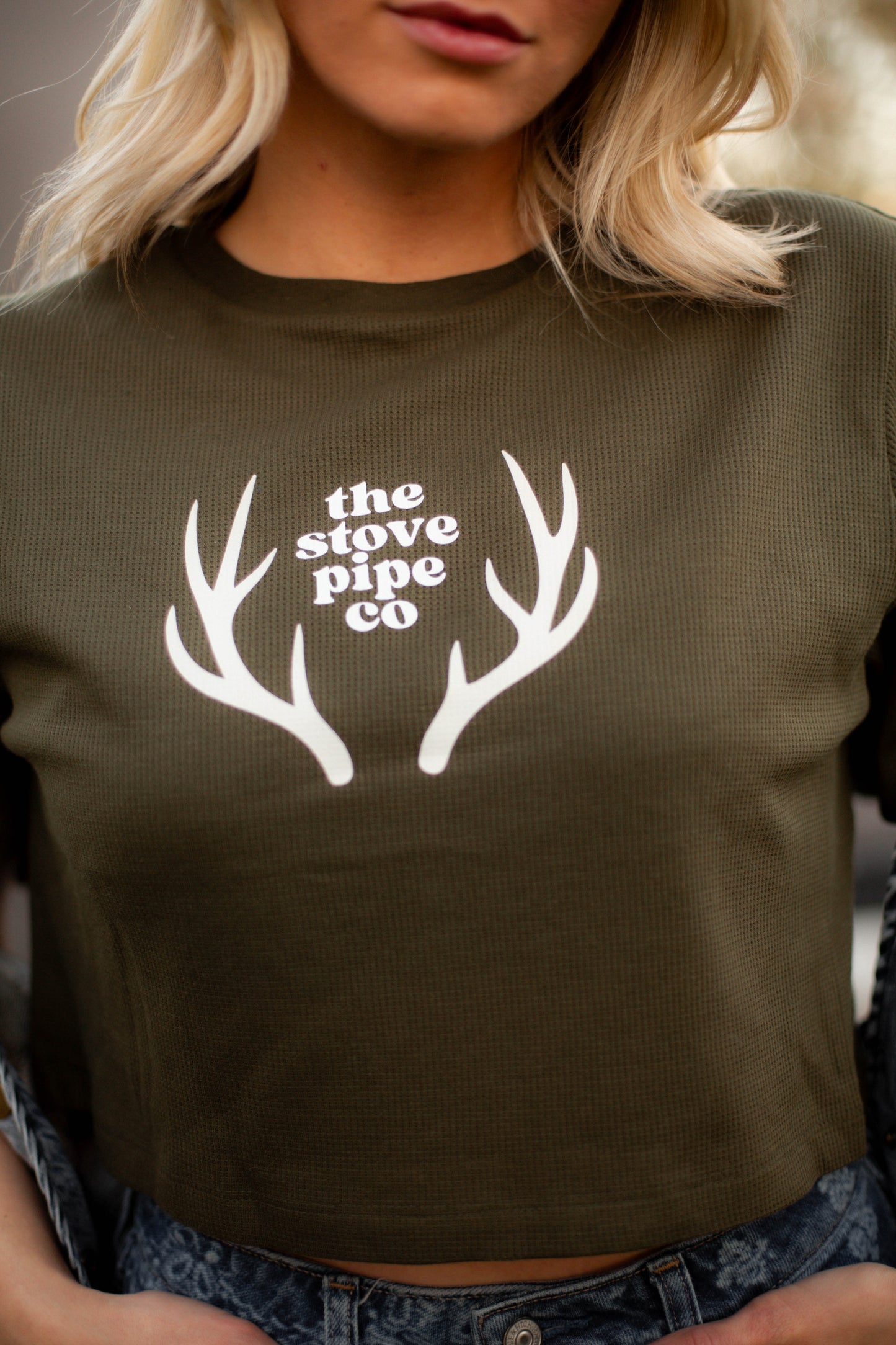 Stovepipe Waffle Knit Crop