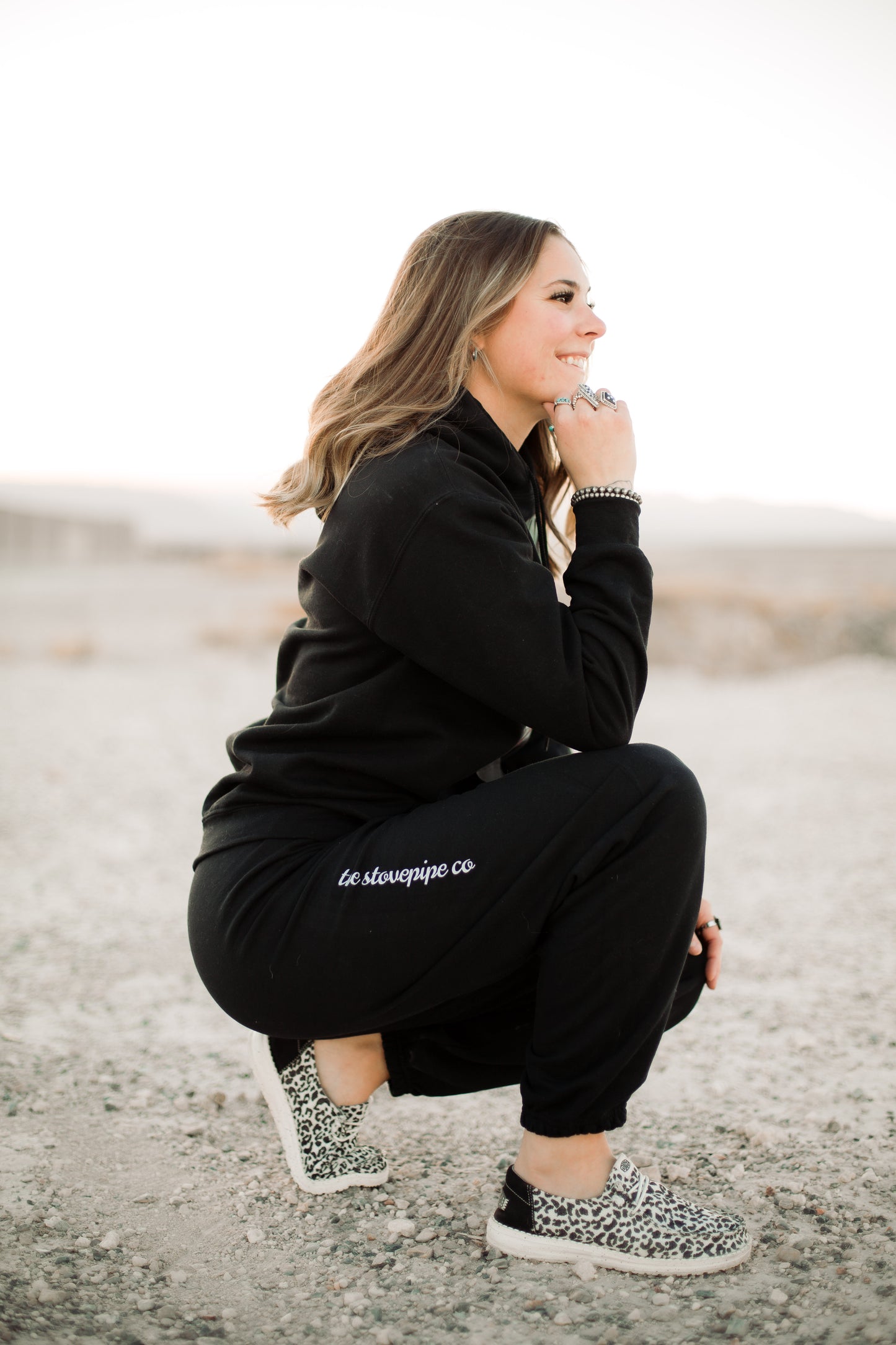 Black Stovepipe Sweatpants