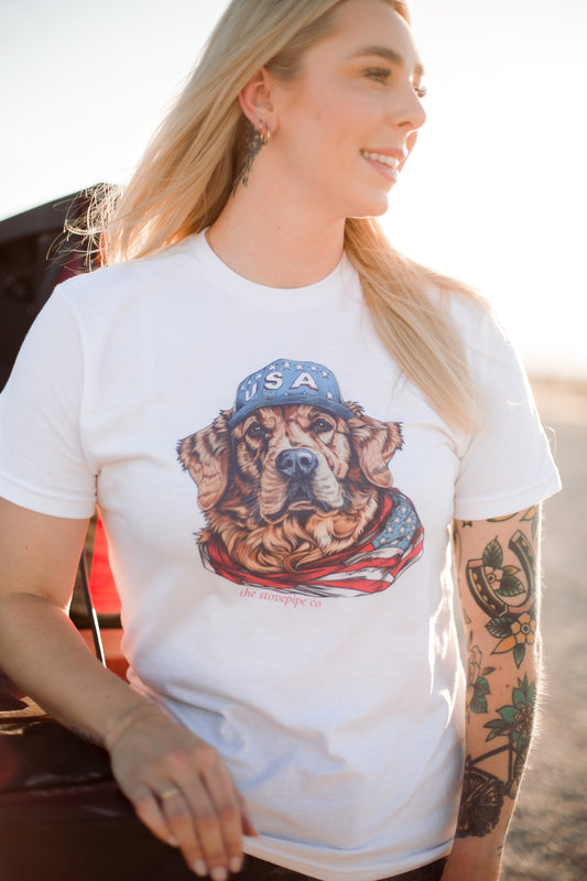 Golden Retriever Patriotic Tee