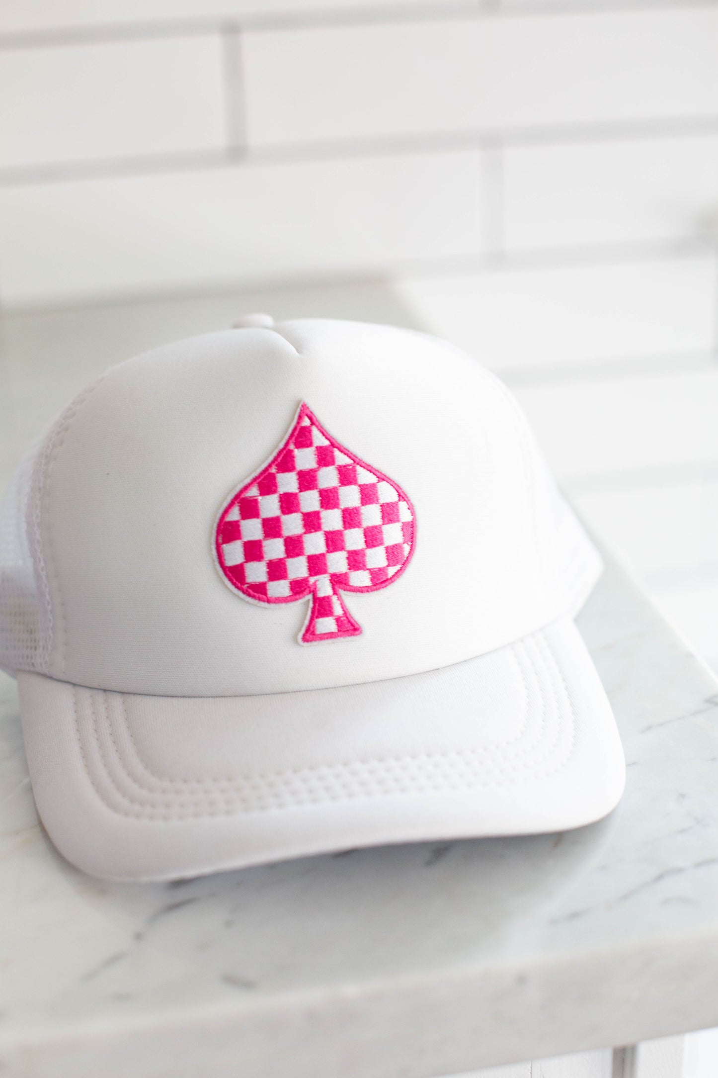 White & Pink Spade Hat