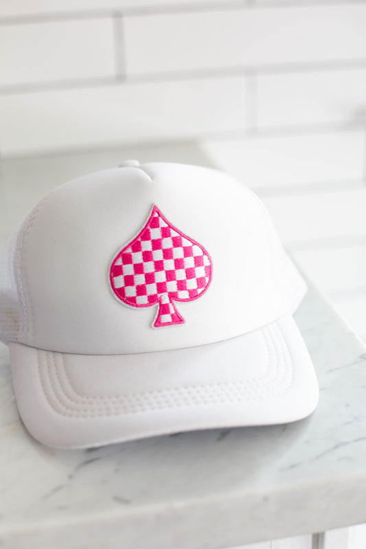 White & Pink Spade Hat