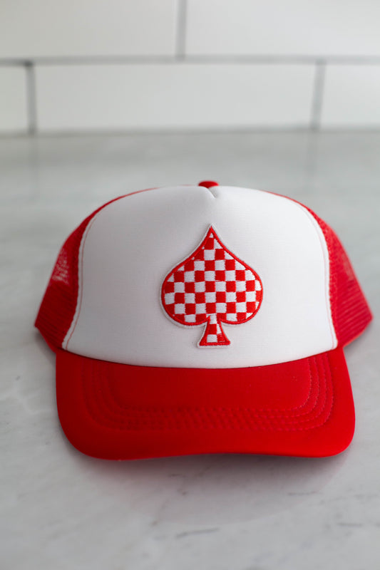White & Red Spade Hat