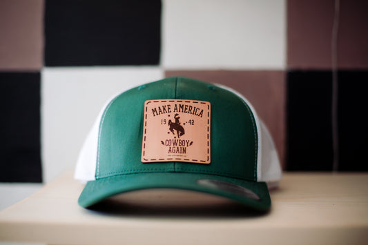 Green Make America Cowboy Again Hat - Natural Patch