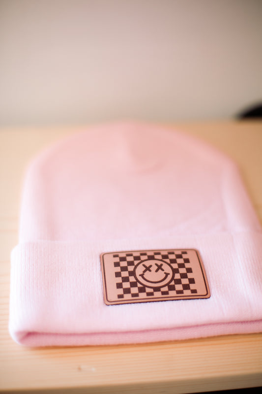 Pink Happy Beanie