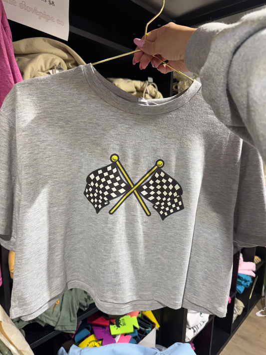 Moto Flag Crop Tee