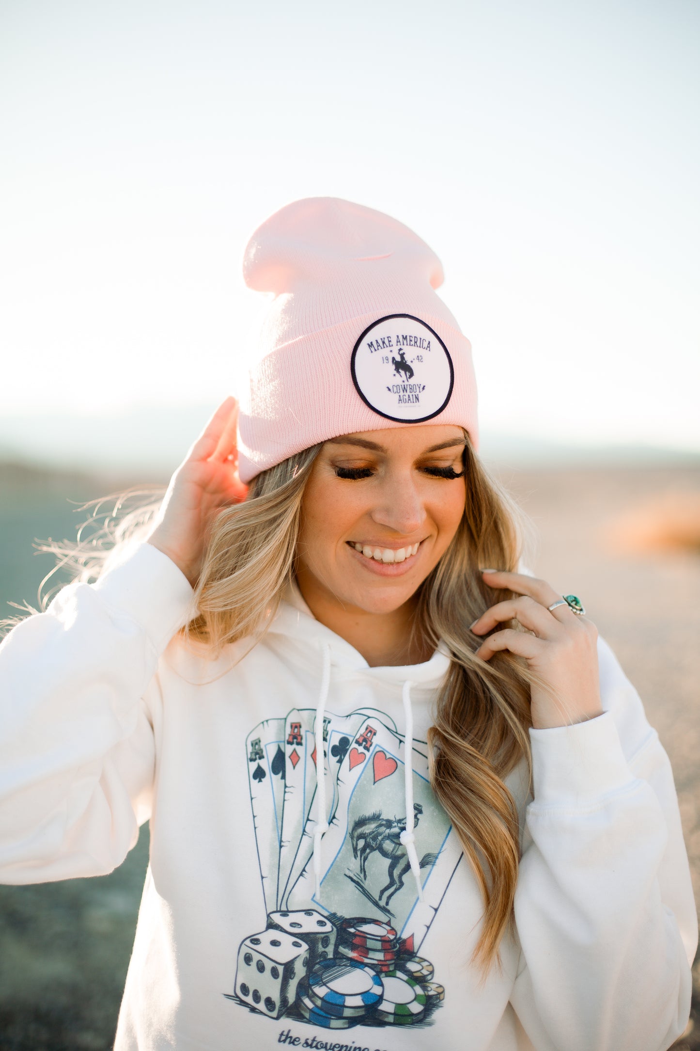 Pink Make America Cowboy Again Beanie