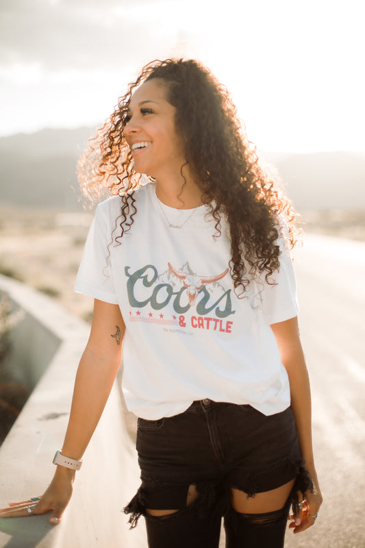 Coors & Cattle White Tee